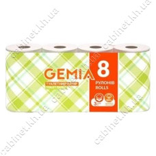 Папір туалетний Gemia 2 шари 8 рулонів білий