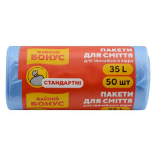 Пакет для сміття Бонус синій 35л 50шт Пакет для сміття Бонус синій 35л 50шт