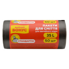 Пакет для сміття Бонус чорний 35л 50шт Пакет для сміття Бонус чорний 35л 50шт