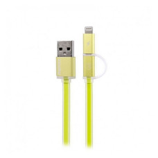 Кабель Remax Aurora RC-020t 2 в 1 Micro USB plus Lightning довжина 1м салатовий Кабель Remax Aurora RC-020t 2 в 1 Micro USB plus Lightning довжина 1м салатовий