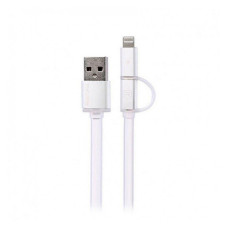 Кабель Remax Aurora RC-020t 2 в 1 Micro USB plus Lightning довжина 1м срібло Кабель Remax Aurora RC-020t 2 в 1 Micro USB plus Lightning довжина 1м срібло