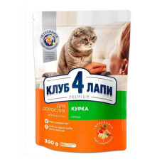 Сухий корм Клуб 4 лапи преміум сухий курка для котів 300г Сухий корм Клуб 4 лапи преміум сухий курка для котів 300г