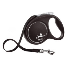 Рулетка Flexi Black Design для собак стрічка розмір M 5м чорна Рулетка Flexi Black Design для собак стрічка розмір M 5м чорна