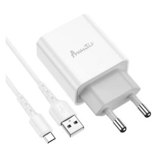 Мережевий зарядний пристрій Avantis A825 1USB/2.1A плюс кабель Type-C білий Мережевий зарядний пристрій Avantis A825 1USB/2.1A плюс кабель Type-C білий