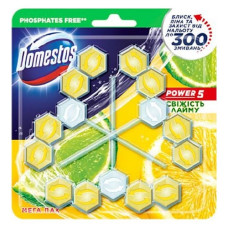 Туалетний блок для унітазу Domestos Power 5 Свіжість лайму 3*55г Туалетний блок для унітазу Domestos Power 5 Свіжість лайму 3*55г