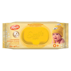 Серветки вологі Smile Baby з екстрактом ромашки і алое 60шт Серветки вологі Smile Baby з екстрактом ромашки і алое 60шт