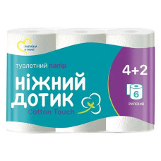 Туалетний папір Ніжний дотик 2 шари 6 шт Туалетний папір Ніжний дотик 2 шари 6 шт