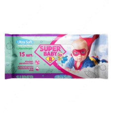 Серветки вологі Super Baby SuperPack Ромашка та Алое віра 15шт Серветки вологі Super Baby SuperPack Ромашка та Алое віра 15шт