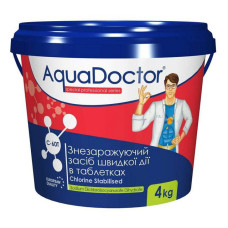 Хлор для басейну AquaDOCTOR швидкої дії Шок 4кг таблетки 20г Хлор для басейну AquaDOCTOR швидкої дії Шок 4кг таблетки 20г