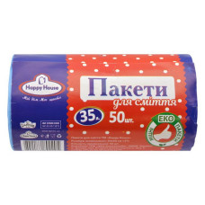 Пакет поліетиленовий Happy House для сміття 35л рулон 50шт Пакет поліетиленовий Happy House для сміття 35л рулон 50шт
