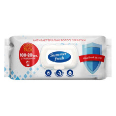 Серветки вологі Summer Fresh Антибактеріальні 120шт Серветки вологі Summer Fresh Антибактеріальні 120шт