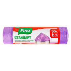 Пакети для сміття Fino стандарт з затяжкою 35л 15шт Пакети для сміття Fino стандарт з затяжкою 35л 15шт
