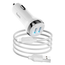 Автомобільний зарядний пристрій Hoco Z40 Superior dual port car charger set Lightning білий Автомобільний зарядний пристрій Hoco Z40 Superior dual port car charger set Lightning білий