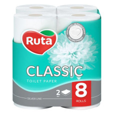 Туалетний папір Ruta Classic білий 170 відривів 2 шари 8 рулонів Туалетний папір Ruta Classic білий 170 відривів 2 шари 8 рулонів