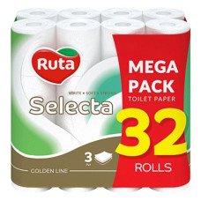Туалетний папір Ruta Selecta 3 шари 32 рулону біла Туалетний папір Ruta Selecta 3 шари 32 рулону біла