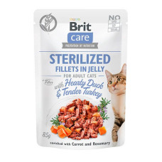 Філе в желе качка і індичка для стерилізованих Brit Care Cat pouch 85г Філе в желе качка і індичка для стерилізованих Brit Care Cat pouch 85г