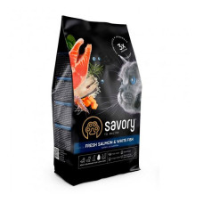Сухий корм для кішок Savory Лосось і біла риба 400гр Сухий корм для кішок Savory Лосось і біла риба 400гр