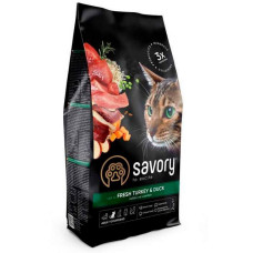 Сухий корм для кішок Savory Свіжа індичка і качка 2кг Сухий корм для кішок Savory Свіжа індичка і качка 2кг