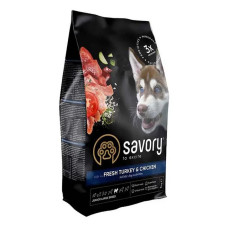 Сухий корм Savory для цуценят великих порід Індичка та курка 3кг Сухий корм Savory для цуценят великих порід Індичка та курка 3кг