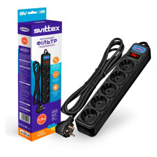 Мережевий фільтр Svittex SV-001 гнізд 1.8м із заземленням та вимикачем 3х0.75мм2 10А чорний Мережевий фільтр Svittex SV-001 гнізд 1.8м із заземленням та вимикачем 3х0.75мм2 10А чорний