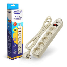 Мережевий фільтр Svittex SV-022 5 гнізд 1.5м 2хUSB 10А 3х0.75мм2 Мережевий фільтр Svittex SV-022 5 гнізд 1.5м 2хUSB 10А 3х0.75мм2