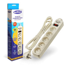 Мережевий фільтр Svittex SV-023 5 гнізд 1.8м 2хUSB 10А 3х0.75мм2 Мережевий фільтр Svittex SV-023 5 гнізд 1.8м 2хUSB 10А 3х0.75мм2