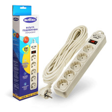 Мережевий фільтр Svittex SV-024 5 гнізд 3м 2хUSB 10А 3х0.75мм2 Мережевий фільтр Svittex SV-024 5 гнізд 3м 2хUSB 10А 3х0.75мм2