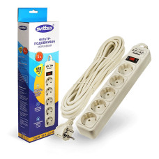 Мережевий фільтр Svittex SV-025 5 гнізд 5м 2хUSB 10А 3х0.75мм2 Мережевий фільтр Svittex SV-025 5 гнізд 5м 2хUSB 10А 3х0.75мм2