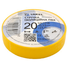 Ізолента ПВХ Takel 0.13х15мм 20м жовта Ізолента ПВХ Takel 0.13х15мм 20м жовта