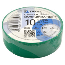 Ізолента ПВХ Takel 0.13х19мм 10м зелена Ізолента ПВХ Takel 0.13х19мм 10м зелена