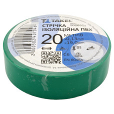 Ізолента ПВХ Takel 0.13х19мм 20м зелена Ізолента ПВХ Takel 0.13х19мм 20м зелена