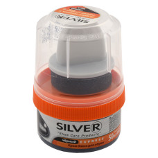 Крем-блиск Silver Premium для взуття стакан з аплікатором 50мл чорний Крем-блиск Silver Premium для взуття стакан з аплікатором 50мл чорний