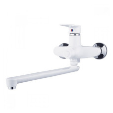 Змішувач для ванни Plamix Oscar 006 Euro-White довгий без шланга та лійки пластиковий картридж 35мм Змішувач для ванни Plamix Oscar 006 Euro-White довгий без шланга та лійки пластиковий картридж 35мм