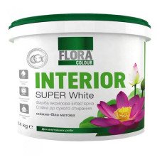 Фарба акрилова Flora colour інтер'єрна 1.4кг ультрабіла Фарба акрилова Flora colour інтер'єрна 1.4кг ультрабіла