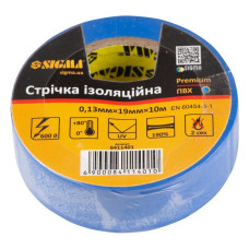 Ізолента ПВХ Sigma 8411401 Premium 0.13х19мм 10м синя Ізолента ПВХ Sigma 8411401 Premium 0.13х19мм 10м синя