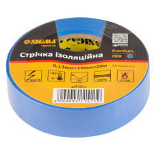 Ізолента ПВХ Sigma 8411411 Premium 0.13х19мм 20м синя Ізолента ПВХ Sigma 8411411 Premium 0.13х19мм 20м синя