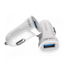 Автомобільний зарядний пристрій Ldnio DL-C17 5V / 1А 1 USB plus Lightning кабель білий Автомобільний зарядний пристрій Ldnio DL-C17 5V / 1А 1 USB plus Lightning кабель білий