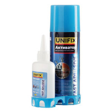 Супер клей UNIFIX з активатором для МДФ та дерева 200мл плюс 50г Супер клей UNIFIX з активатором для МДФ та дерева 200мл плюс 50г