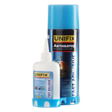 Супер клей UNIFIX з активатором для МДФ та дерева 400мл плюс 100г Супер клей UNIFIX з активатором для МДФ та дерева 400мл плюс 100г